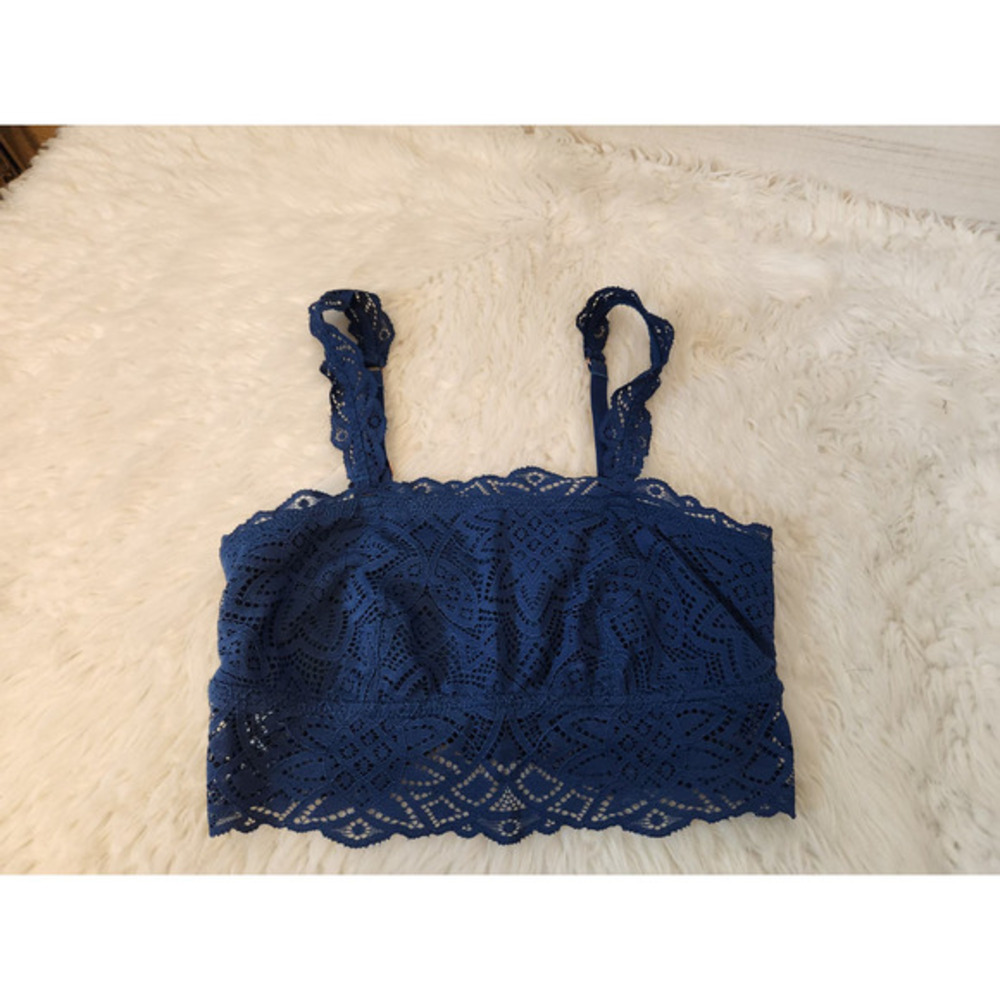 Aerie Women's Blue Lace Stretch Square Neck Bralette Size Small